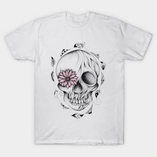 Poetic Wooden Skull Pink Version T-Shirt